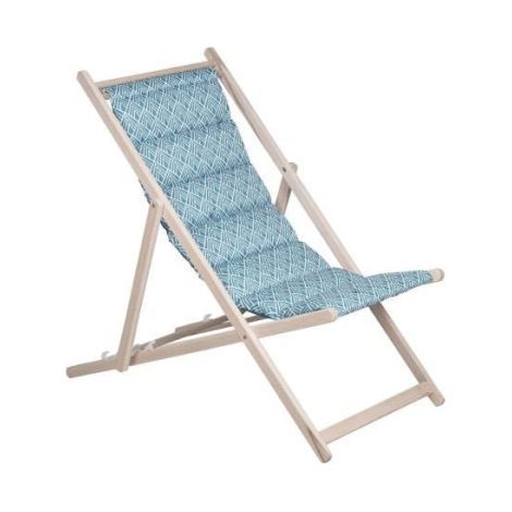 Transat JARDIN PRIVE Chilienne matelassée Danemark blue structure en bois massif (1/3)