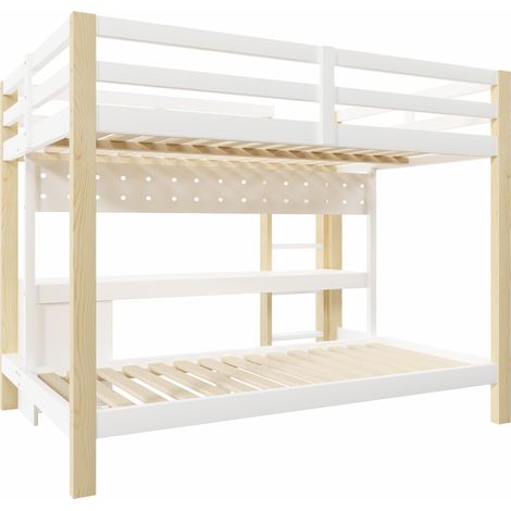 Letto a castello 140x200/90x200 in legno con scrivania, cassetti e LED MODENUIT (1/5)