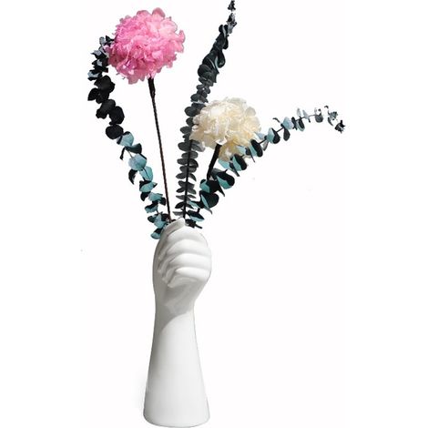 Vase en céramique blanche façonné à la main, idéal pour présenter des plantes hydroponiques et comme objet de décoration de bureau. (1/5)