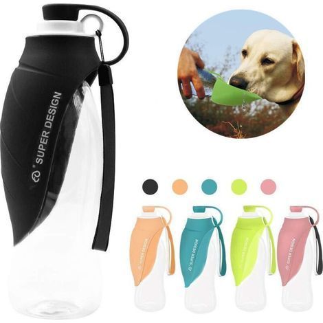 Bouteille d'eau pour chien Voyage en silicone Portable Bouteille d'eau pour chien Voyage (Noir) (1/5)