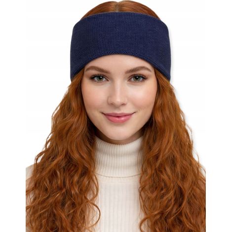 Klassisches, warmes Acryl-Stirnband für junge Frauen, glatt, marineblau (1/5)