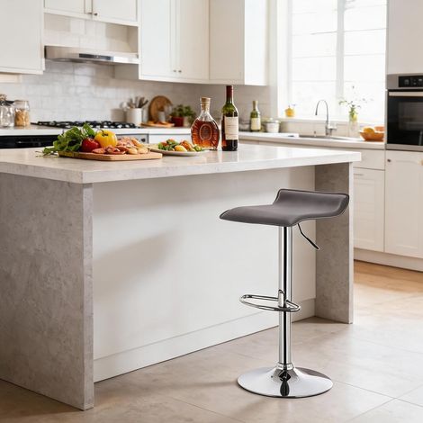 Chaise de bar réglable en simili cuir gris 38,5 x 39 x 84 cm (1/5)