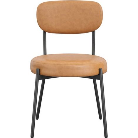 Smith Dining Chair (Pack of2) - PU/Metal - L50 x W48 x H79 cm - Caramel/Black Matte