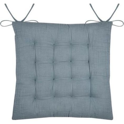 Assise de chaise matelassée en coton 38 x 38 cm Pop colors bleu (1/2)