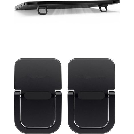 Support d'ordinateur portable mini invisible pour bureau, élévateur en aluminium pour MacBook et laptop, 2 unités noires (1/5)