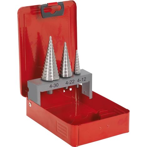 Sealey Double Flute HSS M2 Step Drill Bit Set 3pc AK4733