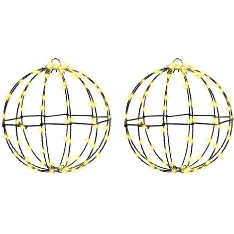 Palla con 192 LED 2 pcs Bianco caldo 30 x 30 x 32 cm Metallo vidaXL (1/5)