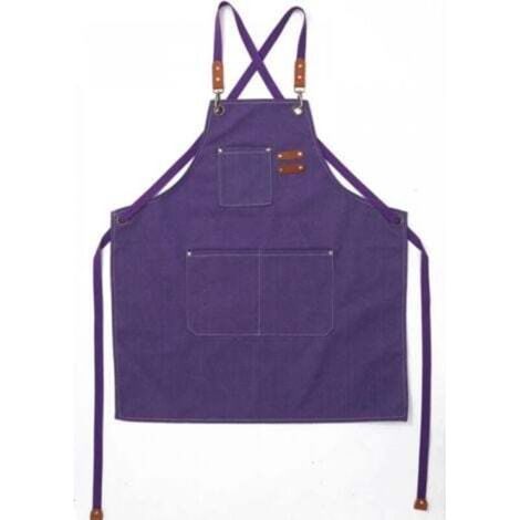 Tablier Cuisine Homme Tabliers en Toile avec 3 Poches Imperméable et Réglable Apron pour Barbecue, Restaurant,Jardin, Charpentier,78 x 68cm(Violet) (1/4)