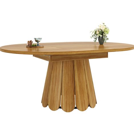 CHICFURN Tavolo da pranzo rotondo estensibile 118-158 cm in MDF marrone, fino a 6 persone (1/5)