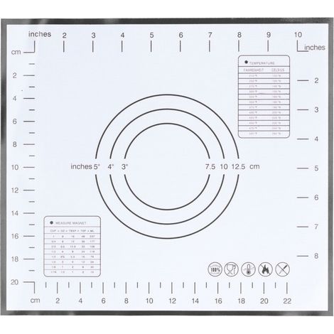 Tapis de cuisson Tapis de pte en silicone antidérapant résistant à la chaleur avec échelle pour la cuisine à domicile 29x26cmNoir (1/5)