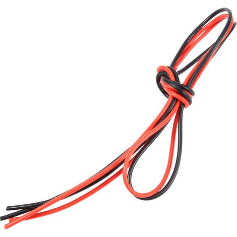 Câble silicone flexible 16AWG 2m, fil en cuivre étamé toronné (1 mètre rouge + 1 mètre noir) (1/5)