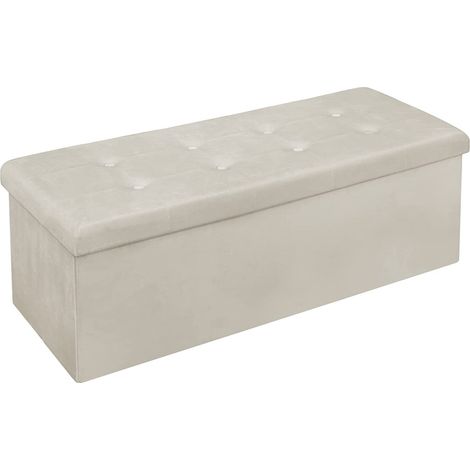 Woltu – Tabouret pouf de rangement pliable en velours – Dimensions 110x37,5x38 cm – Capacité de stockage 118 L – Pour salon, chambre, entrée (1/4)