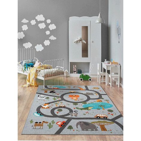 the carpet Happy Life Kinderzimmer, Kinderteppich, Spielteppich, waschbar, Grau, 140 x 200 cm (1/5)