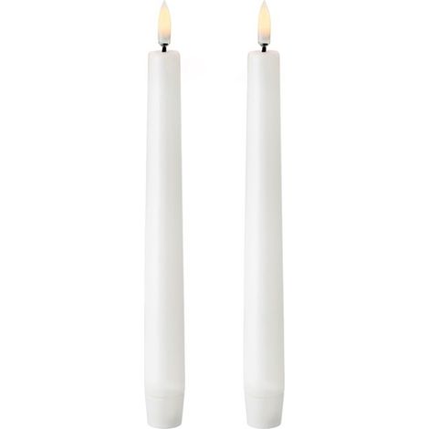Weiße LED-Wachskerze, ø2,2 x 24,5 cm. 2er-Pack.