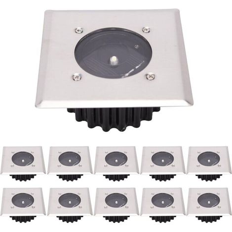 10-Pack LED Solar Ground Lights, Outdoor Lighting, Street Lights, Underground Lights, IP65 Waterproof (Cool White) - LIAIKI