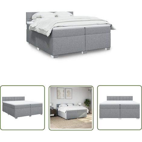 The Living Store Boxspringbett mit Matratze Hellgrau 200x200 cm Stoff - Boxspringbett - Doppelbett - Bettsofa - Schlafsystem - Polsterbett (1/5)