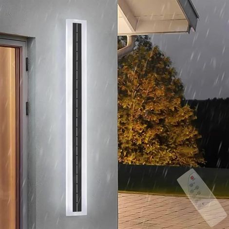 Solaire Longue Extérieur Applique Murale IP65 Étanche Lampe de Mur avec Télécommande LED Lampe Murale 3000K/4000K/6500K Intérieure/Extérieure Acrylique Terrasse Jardin Garage (Lumière Naturelle,100cm) (1/5)