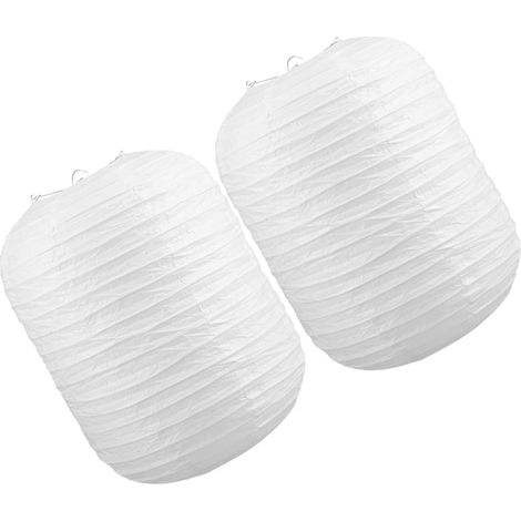 Lot de 2 Abat-Jours Suspendus en Papier Blanc Pliables, Lanterne de Fête DIY, Protection des Yeux et Lumière Douce pour Décoration Intérieure Chambre (1/5)