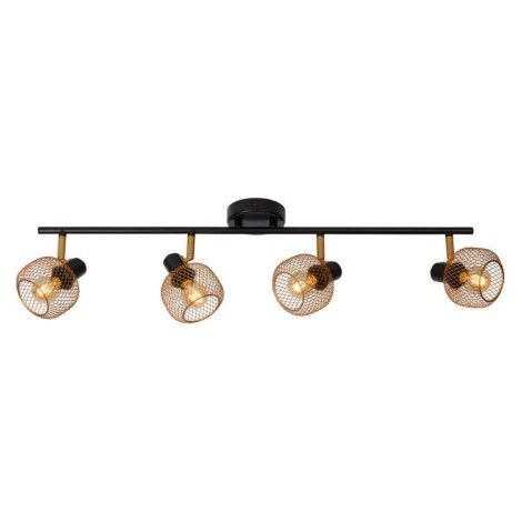 Plafoniera loft 4 faretti nero-oro 76cm Lucide Maren