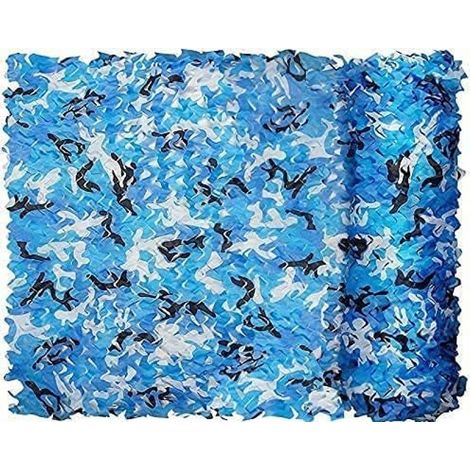Voile d'ombrage rectangulaire, maille camouflage motif camouflage, 4x4m, bleu (1/5)