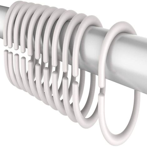 Anelli in plastica per tenda da doccia, resistenti alla ruggine, 24 pezzi (bianchi)