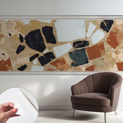 Papier peint adhésif autocollant pour salon chambre à coucher peint imprimé Installation facile Pierres rustiques 250x104 cm (1/5)