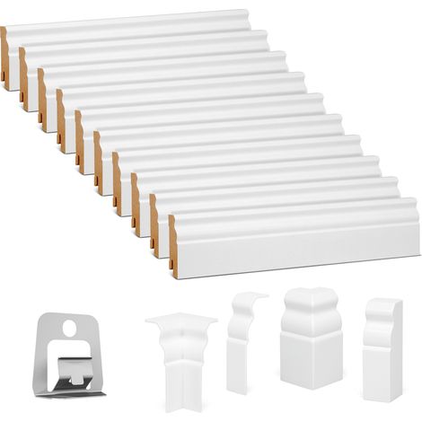 Komplettset Hamburger Sockelleiste weiß 19x60mm 10 Stück inkl. Clips und Ecken (1/5)