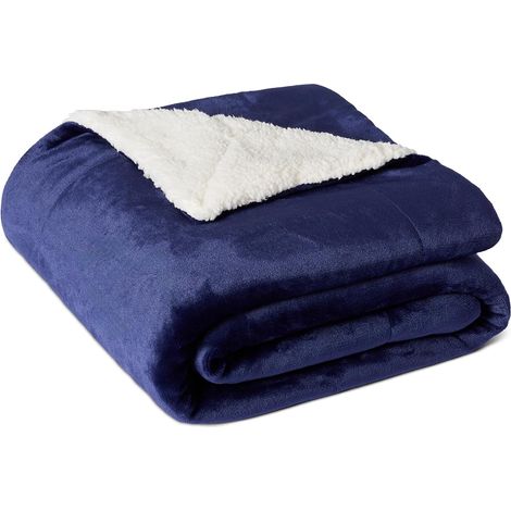 Wendbare Sherpa-Sofadecke, 127 x 152 cm, Marineblau