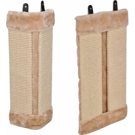 Katzen Kratzecke zum Hängen aus Sisal und Plüsch - 50 x 23 cm - Kratzbrett mit 2 verschiedenen Seiten - Wand Kratzmatte Kratzbaum Krallenpflege (1/2)