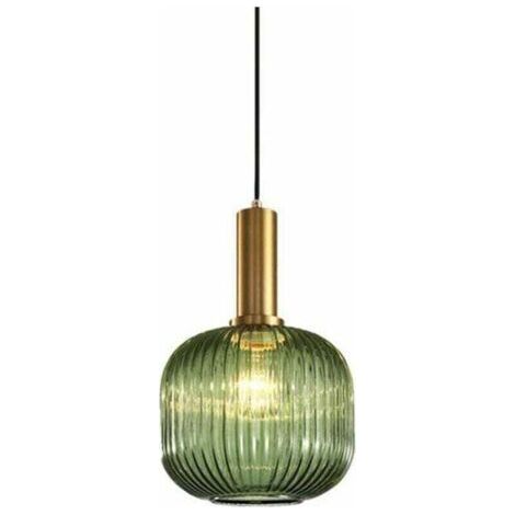 Lampada a sospensione industriale vintage, lampada a sospensione in stile moderno retrò, lampada a sospensione, paralume in vetro con portalampada in ottone lucidato [Classe energetica A++], (1/4)