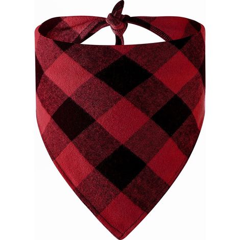 Bandana de Noël pour chien, écharpe triangulaire en coton à carreaux rouges, noirs et verts, serviette pour animaux de compagnie 63 x 42 x 42 cm à carreaux rouges et noirs (1/5)