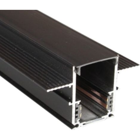 TrAdE Shop Traesio - Binario Lineare Da Incasso Alluminio Nero Per Track Lights Magnetiche Dc48v 2mt Gf-201-2m - (1/5)