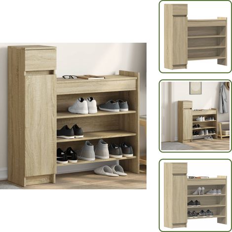 Chêne sonoma - vidaXL Armoire à chaussures chêne sonoma bois d'ingénierie - Étagère