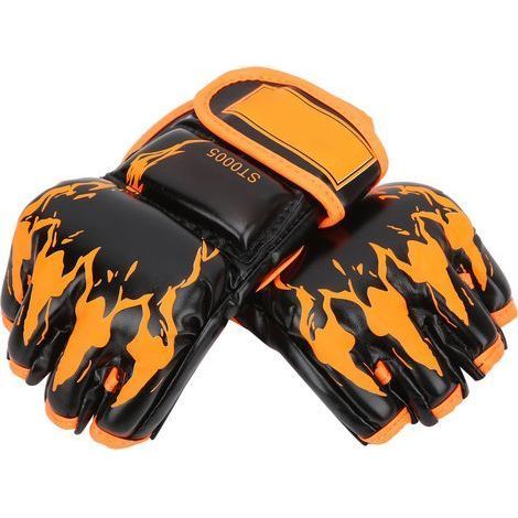 Professionelle MMA-Fingerhandschuhe aus PU-Leder, Boxsack, Sanda-Handschuhe, schwarze Sohle, orange Krallen (1/5)