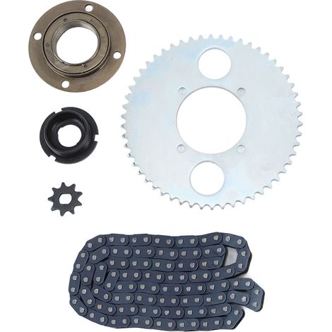 Kit de Chaîne T8F Acier 116 Maillons avec Pignon 54D et Roue Libre 9D pour Réparation Vélo et Scooter (1/5)