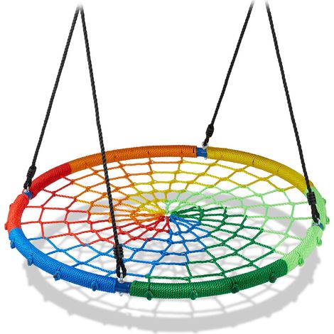 Columpio redondo de jardín para niños y adultos diámetro 120 cm confort y seguridad de acero multicolor 130011893 (1/5)
