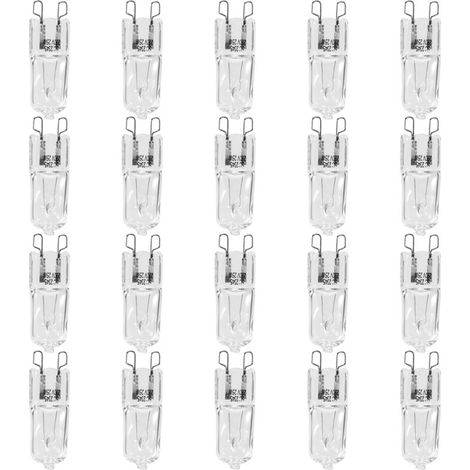 Lot d’ampoules halogènes G9 25 W – 20 unités, intensité variable, lumière chaude 2800 K, pour lustres et suspensions (1/5)