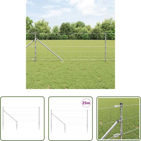 vidaXL Piquet de clôture - Poteau de clôture. Galvanisé 25 x 0,8 m Acier (1/5)