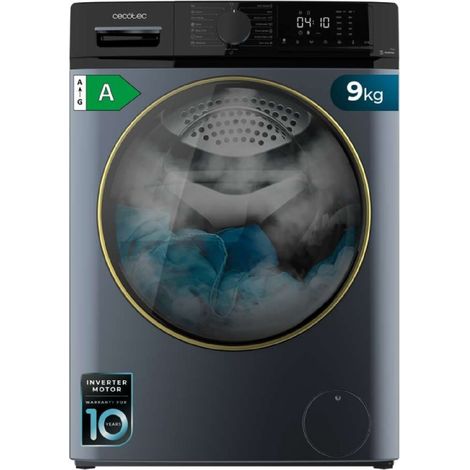 Cecotec Lavadora de Carga Frontal 9 Kg Bolero Dresscode 9610 Inverter Ice Blue A, 2000W, 1400 RPM, Bajo Consumo, Función Vapor
