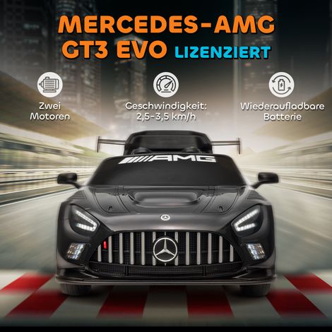 Elektrisches Kinderauto Mercedes, 12V-Batterie, LED-Scheinwerfer, Musik, akustisches Signal, für Kinder von 3 bis 8 Jahren, schwarz. (1/5)