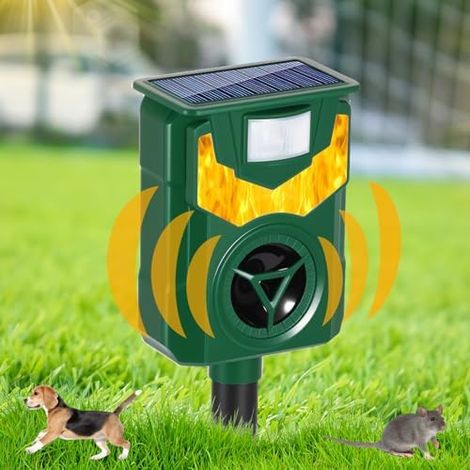 Répulsif pour Chats Et Oiseaux De Jardin, à Ultrasons Énergie Solaire, Rechargeable par USB, Étanche. Idéal Les Chats, Pigeons - (1/5)