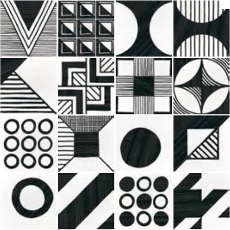 Carrelage sol / mur effet ciment 20x20 cm CAPRICE DECO PATCHWORK B&W (vendu par boite de 1m2) (1/5)