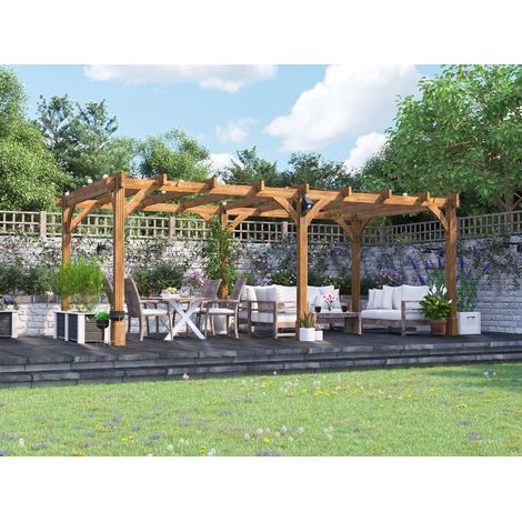 Dunster House Wooden Pergola Garden Plant Frame Furniture Kit Leviathan 6m x 3m (1/5)