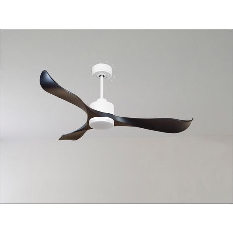 Modulo Slim Ring - Super destratificateur et ventilateur DC 166 cm blanc pales bois sombre idéal 30 à 60 m² (1/5)