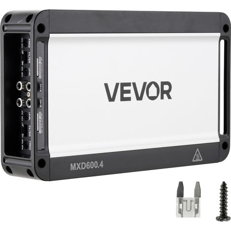 VEVOR Amplificador para Automóvil 4 Canales Clase D Máximo 4 x 420W a 4 ohmios y 4 x 600W a 2 ohmios, Amplificador Estereo de Audio para Coche Puenteable para Sedán SUV Vehículo Todoterreno Camioneta
