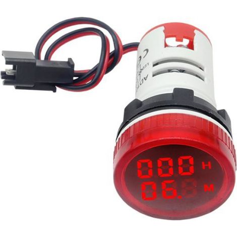 Mini panneau indicateur LED rond à affichage numérique de 22mm,minuterie,AC,haute précision - Red[F584505]