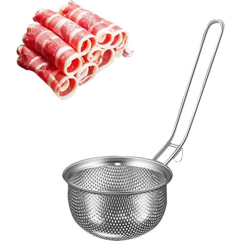 Chinesisches Fondue-Sieb, spülmaschinenfest Schaumlöffel zum Abspülen von Fondue, Kochen von Nudeln, Ravioli, Gemüse, Pasta und zum Aufhellen (1/5)