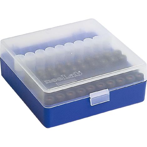 Boîte de rangement empilable en polypropylène pour flacons jusqu'à 12 mm Bleu