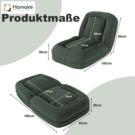 Sofa, Metall, grün 180 x 90 x 26 cm HOMAIRE (1/5)