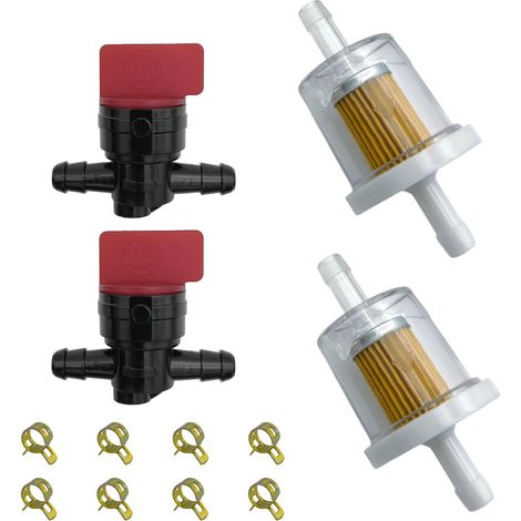 Kit Filtre à Essence et Robinet 1/4" sans Durite pour Tondeuse/pour Tracteur LA115, compatible avec Moteur 691035 698183, avec Colliers (1/5)